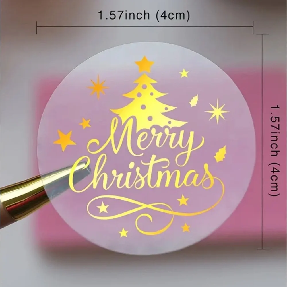 New Merry Christmas Stickers in Gold - 120 pieces